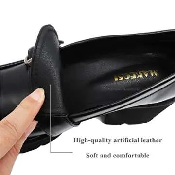 MAKEGSI Women's Office Lady Oxfords Dress Platform high Heels Loafers Shoes (Black 1_8.5)