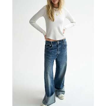 Casual Slim Fitted Women's Waffle Knit Long Sleeve Tops