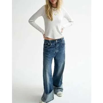 Casual Slim Fitted Women's Waffle Knit Long Sleeve Tops