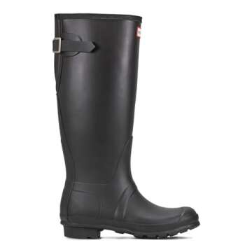 Hunter Women's Original Tall Back Adjustable Rain Boot, Black, 7