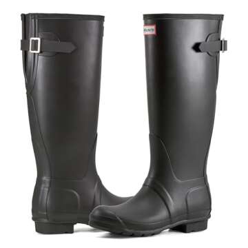 Hunter Women's Original Tall Back Adjustable Rain Boot, Black, 7
