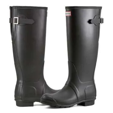 Hunter Women's Original Tall Back Adjustable Rain Boot, Black, 7