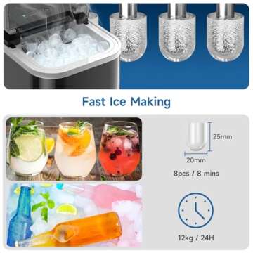 Portable Ice Maker Countertop with Self-Cleaning Function