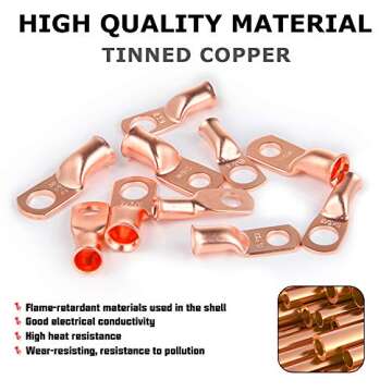60pcs Heavy Duty Battery Cable Lugs Kit for All Projects