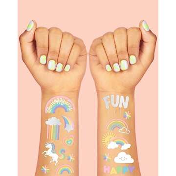 xo, Fetti Rainbow Temporary Tattoos for Kids' Parties