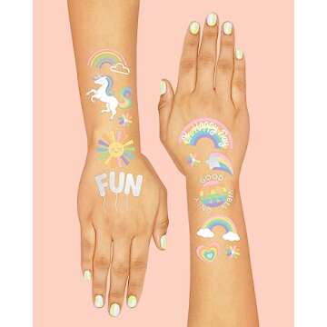 xo, Fetti Rainbow Temporary Tattoos for Kids' Parties