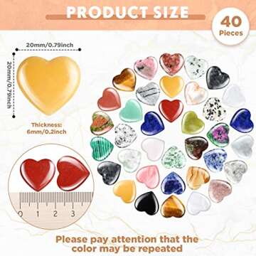 Nuenen 40 Pcs 0.8 Inch Heart Stone Bulk Mother's Day Gifts Heart Shaped Rock Worry Stone Tiny Trinkets Healing Crystal Gemstone Love Carved Rock Mom Women