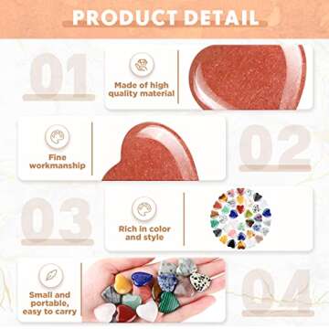 Nuenen 40 Pcs 0.8 Inch Heart Stone Bulk Mother's Day Gifts Heart Shaped Rock Worry Stone Tiny Trinkets Healing Crystal Gemstone Love Carved Rock Mom Women