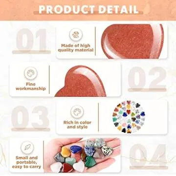 Nuenen 40 Pcs 0.8 Inch Heart Stone Bulk Mother's Day Gifts Heart Shaped Rock Worry Stone Tiny Trinkets Healing Crystal Gemstone Love Carved Rock Mom Women