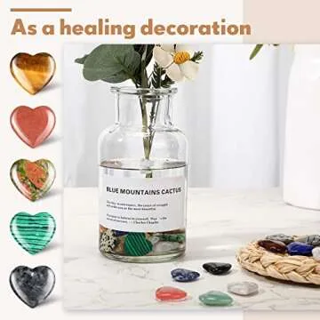 Nuenen 40 Pcs 0.8 Inch Heart Stone Bulk Mother's Day Gifts Heart Shaped Rock Worry Stone Tiny Trinkets Healing Crystal Gemstone Love Carved Rock Mom Women