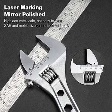 DURATECH Adjustable Wrench Set with Rolling Bag - 4 Sizes