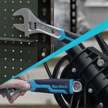 DURATECH Adjustable Wrench Set with Rolling Bag - 4 Sizes