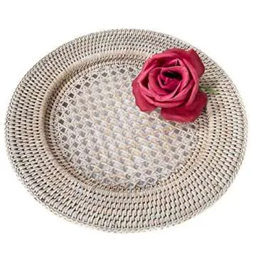 Artifacts Rattan Charger Handcrafted White Wash 13 Inch