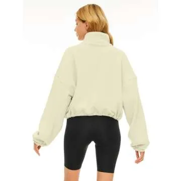 AUTOMET Womens Hoodies Oversized Half Zip Pullover Long Sleeve Fleece Sweatshirts Trendy Quarter Zip Fall Sweaters Teen Girls Y2K Clothes Apricot