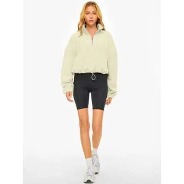 AUTOMET Womens Hoodies Oversized Half Zip Pullover Long Sleeve Fleece Sweatshirts Trendy Quarter Zip Fall Sweaters Teen Girls Y2K Clothes Apricot