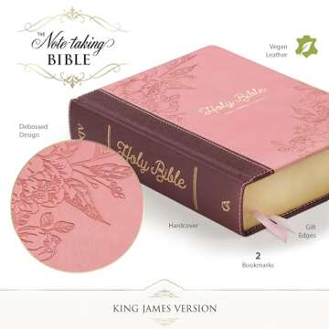 KJV Holy Bible, Note-taking Bible, Faux Leather Hardcover - King James Version, Brown/Pink (KJV Note...