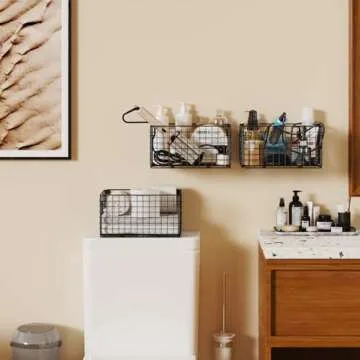 X-cosrack Foldable Cabinet Wall Mount Metal Wire Basket Organizer Pantry Basket with Handles - 3 Pack -16" x 9 1/2" X 6", Food Storage Mesh Bin for Kitchen Bathroom Laundry Closet Garage Patent Design