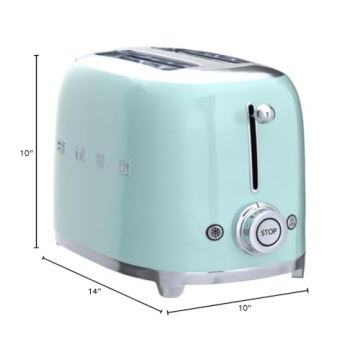 SMEG Pastel Green Toaster with Defrost and 6 Presets