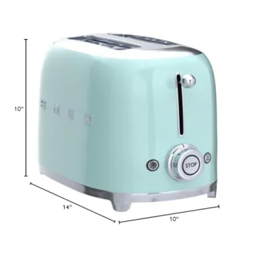 SMEG Pastel Green Toaster with Defrost and 6 Presets
