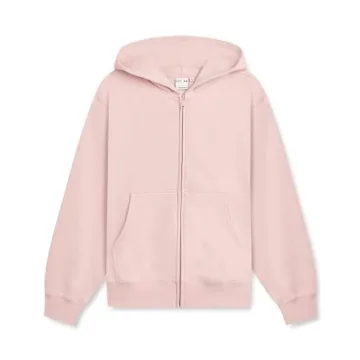 KUT & SO Zip Hoodie for Women – Oversized, Boyfriend Fit – Cozy Loungewear Premium Midweight Fleece Pink Rose Large