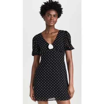 WAYF Women's Mini Slip Dress, Black Polka-Dot, S