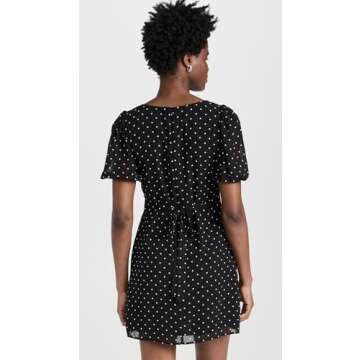 WAYF Women's Mini Slip Dress, Black Polka-Dot, S