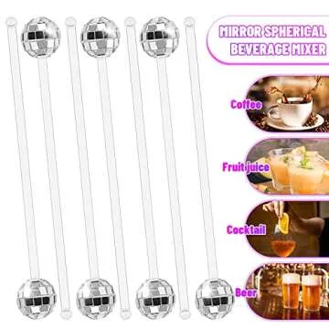 Rcybeo 30 Pcs Disco Ball Cocktail Stirrer Set for Parties