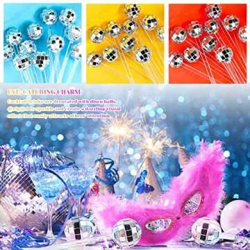 Rcybeo 30 Pcs Disco Ball Cocktail Stirrer Set for Parties
