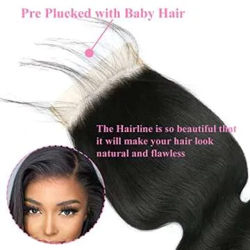 5x5 Transparent HD Lace Closure Only Body Wave Hair Closure Invisible Lace Closure 12A Brazilian Virgin Remy Human Hair Frontal Closure 100% Human Hair Extensions Pre Plucked Natural Black 20 Inch