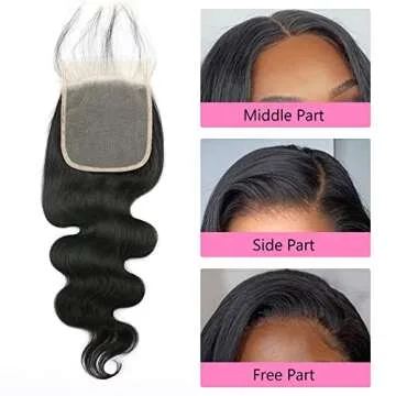 5x5 Transparent HD Lace Closure Only Body Wave Hair Closure Invisible Lace Closure 12A Brazilian Virgin Remy Human Hair Frontal Closure 100% Human Hair Extensions Pre Plucked Natural Black 20 Inch