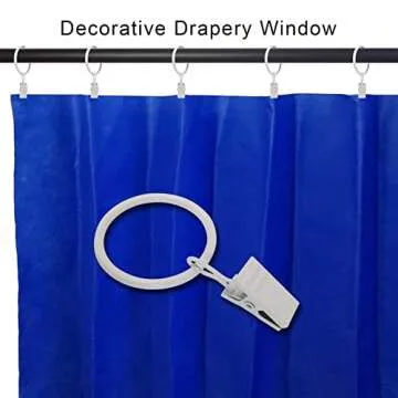 AMZSEVEN 40 Pack Curtain Rings with Clips for Chic Drapery