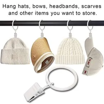 AMZSEVEN 40 Pack Curtain Rings with Clips for Chic Drapery