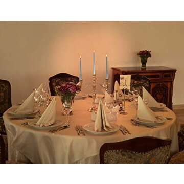 Hyoola 12 Pack Tall Metallic Taper Candles - 12 Inch Silver Metallic, Dripless, Unscented Dinner Candle - Paraffin Wax with Cotton Wicks