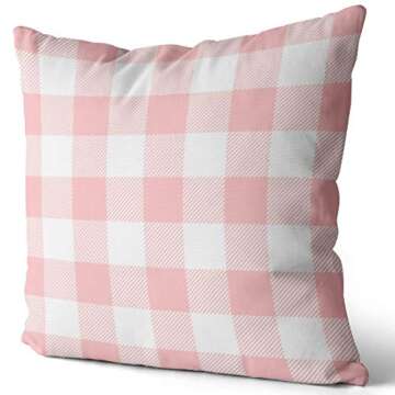 Stylish Light Pink Buffalo Check Pillow Covers Set of 2