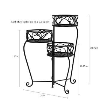 Pure Garden 50-LG1148 Plant Stand ? 3-Tier Indoor or Outdoor Folding Wrought Iron Inspired Metal Hom...