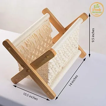 Macrame Boho Magazine Holder for Stylish Home Storage