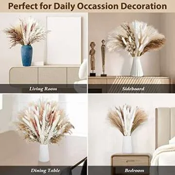 Dried Pampas Grass Bouquet 100Pcs for Decor