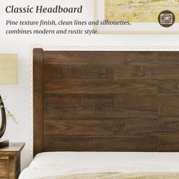 Cozyman Queen Wood Bed Frame - Elegant, Sturdy, Easy Assembly