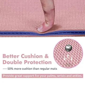 Ewedoos Yoga Mat Non Slip TPE Yoga Mats Exercise Mat Eco Friendly Workout Mat for Yoga, Pilates and Floor Exercise Thick Fitness Mat Carry Strap Included (BLUE & PINK)