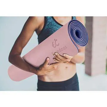 Ewedoos Yoga Mat Non Slip TPE Yoga Mats Exercise Mat Eco Friendly Workout Mat for Yoga, Pilates and Floor Exercise Thick Fitness Mat Carry Strap Included (BLUE & PINK)