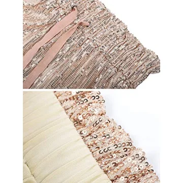 Womens Casual Bling Sequin Drawstring Ruffle High Waist Beam Foot Capri Pants Rose Gold XL