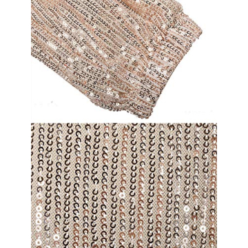 Womens Casual Bling Sequin Drawstring Ruffle High Waist Beam Foot Capri Pants Rose Gold XL