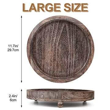 YangbagaRound Wood Tray Riser For Display, Wooden Farmhouse Pedestal Stand for Decor & Display,Perfe...