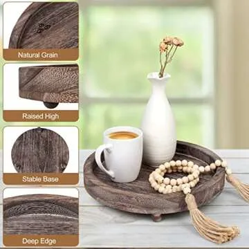 Yangbaga Round Wooden Tray for Home and Kitchen Decor
