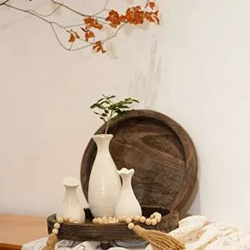 Yangbaga Round Wooden Tray for Home and Kitchen Decor