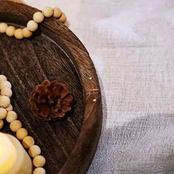 Yangbaga Round Wooden Tray for Home and Kitchen Decor