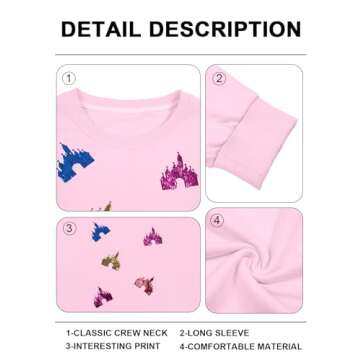 UNIQUEONE Bow Sweatshirt Womens Magic Kingdom Tee Shirt Colorful Pastel Bows Graphic Sweatshirts Oversized Holiday Pullover Pink