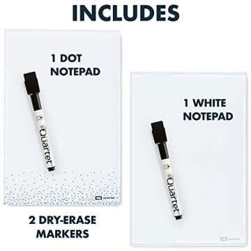 Quartet Glass Desktop Notepad, 9" x 6", Whiteboard, Dry Erase Surface, Dot/White, 2 Pack (GDP96D)