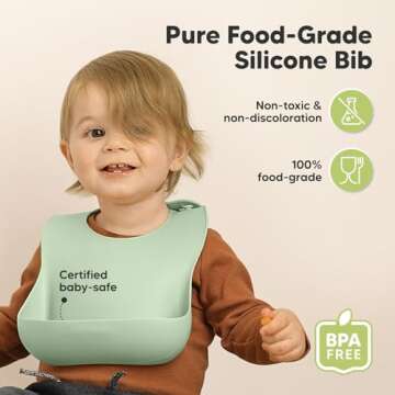 KeaBabies 2-Pack Silicone Baby Bibs - Sturdy & Adjustable Feeding Essentials