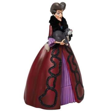Enesco Disney Showcase Cinderella Lady Tremaine Holding Lucifer Rococo Figurine, 8.875 Inch, Multicolor